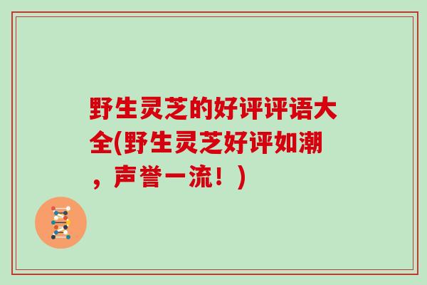 野生灵芝的好评评语大全(野生灵芝好评如潮，声誉一流！)