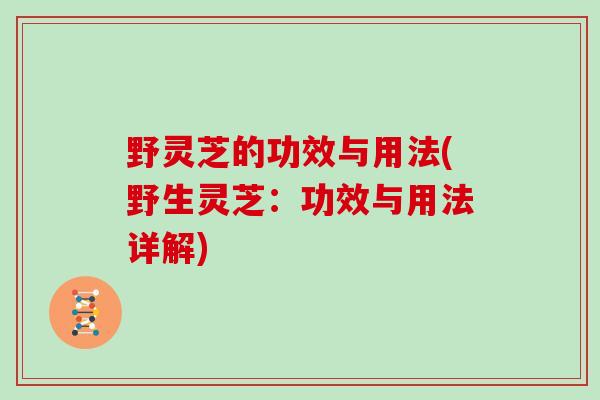 野灵芝的功效与用法(野生灵芝：功效与用法详解)