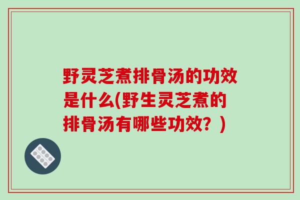 野灵芝煮排骨汤的功效是什么(野生灵芝煮的排骨汤有哪些功效？)