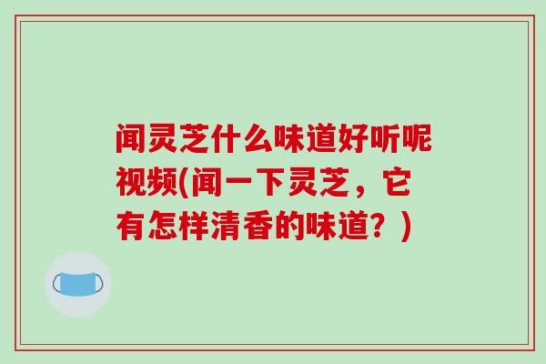 闻灵芝什么味道好听呢视频(闻一下灵芝，它有怎样清香的味道？)
