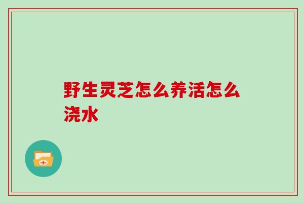野生灵芝怎么养活怎么浇水