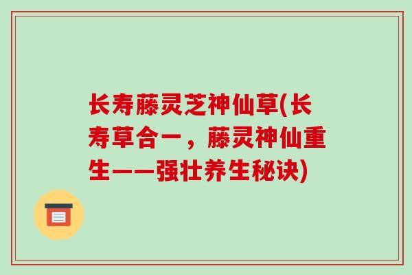 长寿藤灵芝神仙草(长寿草合一，藤灵神仙重生——强壮养生秘诀)