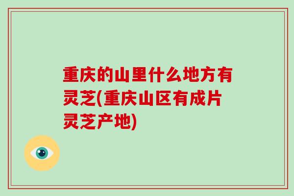 重庆的山里什么地方有灵芝(重庆山区有成片灵芝产地)