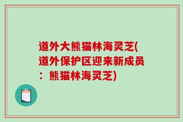 道外大熊猫林海灵芝(道外保护区迎来新成员：熊猫林海灵芝)