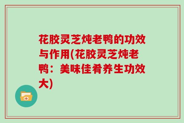 花胶灵芝炖老鸭的功效与作用(花胶灵芝炖老鸭：美味佳肴养生功效大)