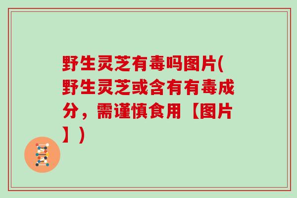 野生灵芝有毒吗图片(野生灵芝或含有有毒成分，需谨慎食用【图片】)