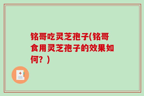 铭哥吃灵芝孢子(铭哥食用灵芝孢子的效果如何？)