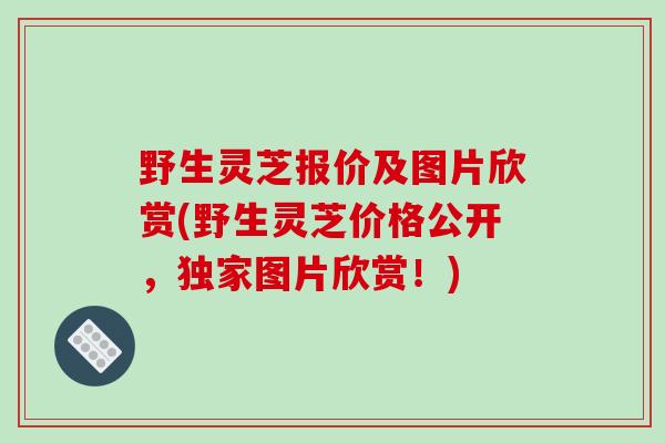 野生灵芝报价及图片欣赏(野生灵芝价格公开，独家图片欣赏！)