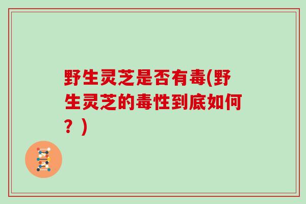 野生灵芝是否有毒(野生灵芝的毒性到底如何？)