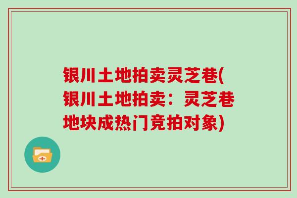 银川土地拍卖灵芝巷(银川土地拍卖：灵芝巷地块成热门竞拍对象)