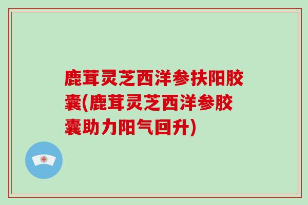 鹿茸灵芝西洋参扶阳胶囊(鹿茸灵芝西洋参胶囊助力阳气回升)