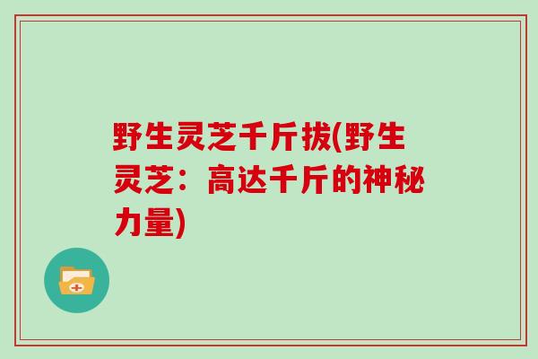 野生灵芝千斤拔(野生灵芝：高达千斤的神秘力量)