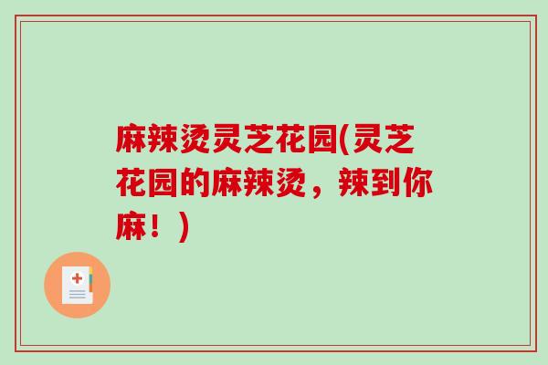 麻辣烫灵芝花园(灵芝花园的麻辣烫，辣到你麻！)