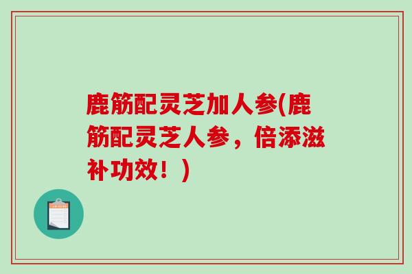 鹿筋配灵芝加人参(鹿筋配灵芝人参，倍添滋补功效！)