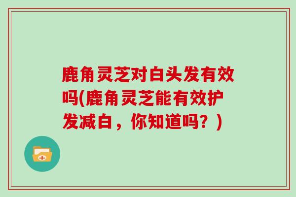 鹿角灵芝对白头发有效吗(鹿角灵芝能有效护发减白，你知道吗？)