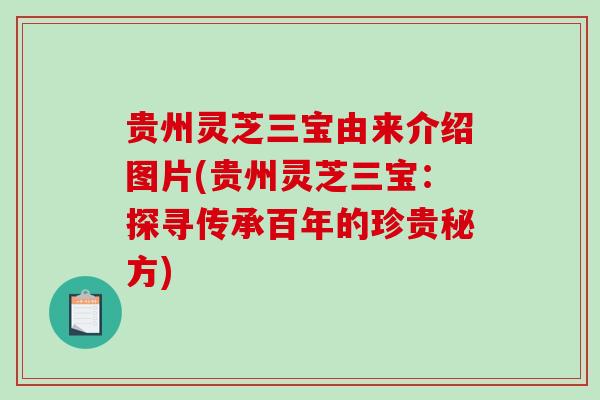 贵州灵芝三宝由来介绍图片(贵州灵芝三宝：探寻传承百年的珍贵秘方)