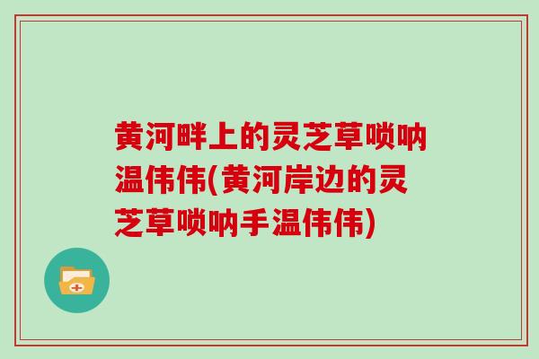 黄河畔上的灵芝草唢呐温伟伟(黄河岸边的灵芝草唢呐手温伟伟)