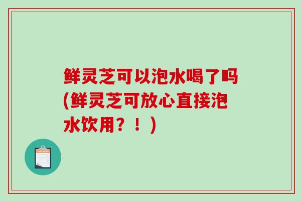 鲜灵芝可以泡水喝了吗(鲜灵芝可放心直接泡水饮用？！)