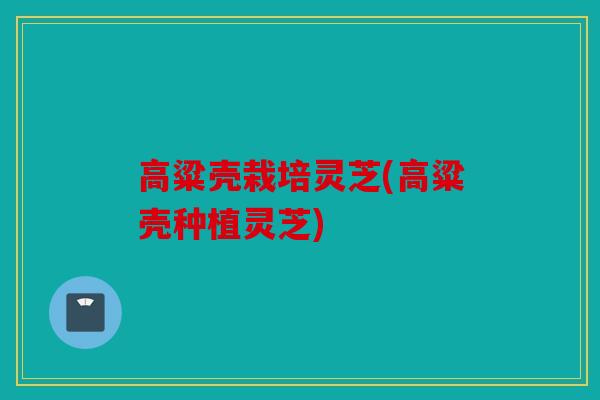 高粱壳栽培灵芝(高粱壳种植灵芝)