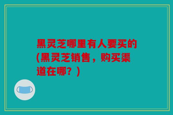 黑灵芝哪里有人要买的(黑灵芝销售，购买渠道在哪？)