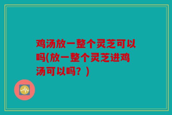 鸡汤放一整个灵芝可以吗(放一整个灵芝进鸡汤可以吗？)