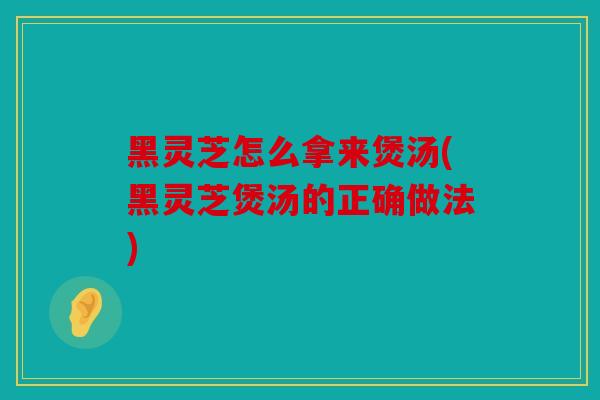 黑灵芝怎么拿来煲汤(黑灵芝煲汤的正确做法)