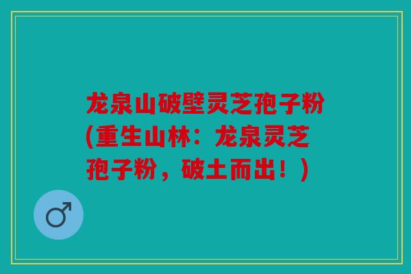 龙泉山破壁灵芝孢子粉(重生山林：龙泉灵芝孢子粉，破土而出！)