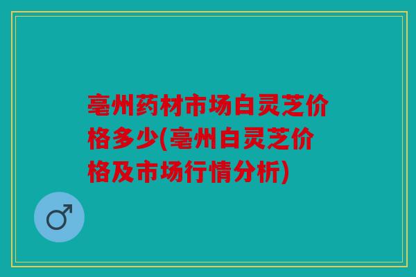 亳州药材市场白灵芝价格多少(亳州白灵芝价格及市场行情分析)