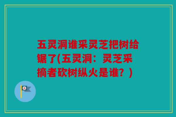五灵洞谁采灵芝把树给锯了(五灵洞：灵芝采摘者砍树纵火是谁？)