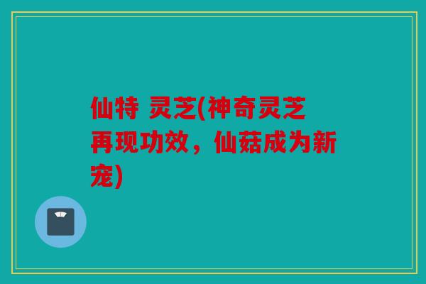 仙特 灵芝(神奇灵芝再现功效，仙菇成为新宠)