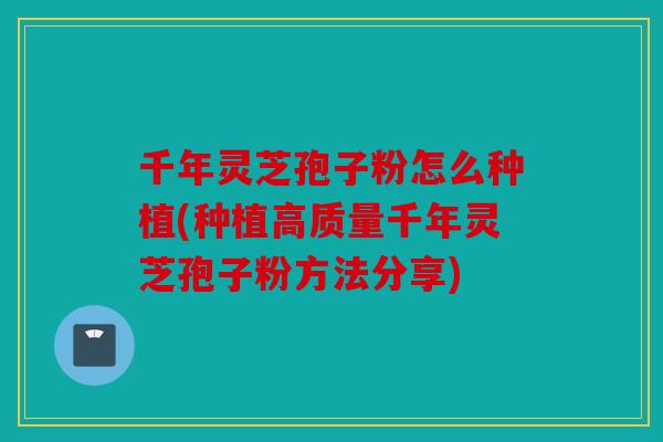 千年灵芝孢子粉怎么种植(种植高质量千年灵芝孢子粉方法分享)