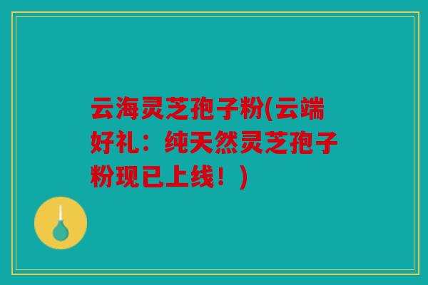 云海灵芝孢子粉(云端好礼：纯天然灵芝孢子粉现已上线！)