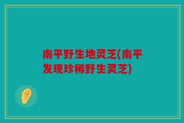 南平野生地灵芝(南平发现珍稀野生灵芝)