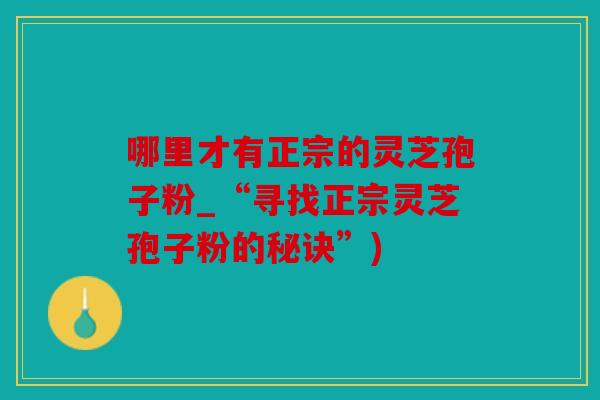 哪里才有正宗的灵芝孢子粉_“寻找正宗灵芝孢子粉的秘诀”)