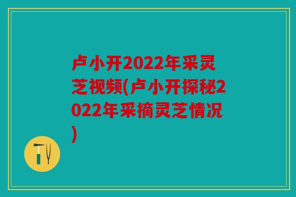卢小开2022年采灵芝视频(卢小开探秘2022年采摘灵芝情况)