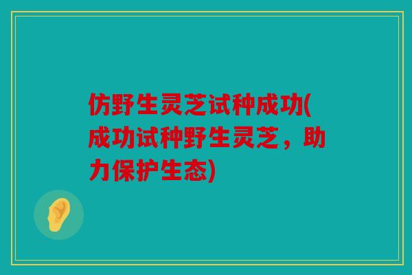 仿野生灵芝试种成功(成功试种野生灵芝，助力保护生态)