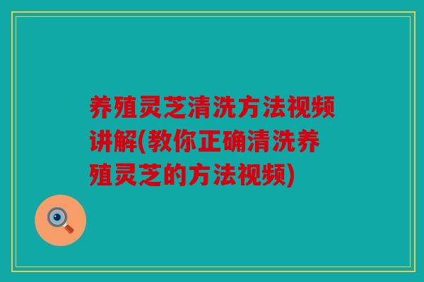 养殖灵芝清洗方法视频讲解(教你正确清洗养殖灵芝的方法视频)