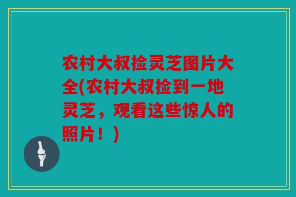 农村大叔捡灵芝图片大全(农村大叔捡到一地灵芝，观看这些惊人的照片！)