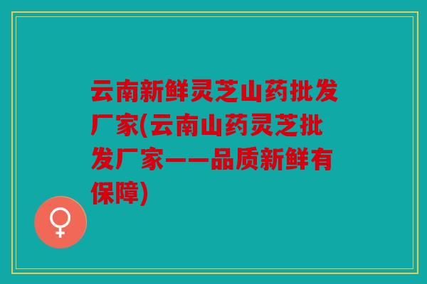 云南新鲜灵芝山药批发厂家(云南山药灵芝批发厂家——品质新鲜有保障)