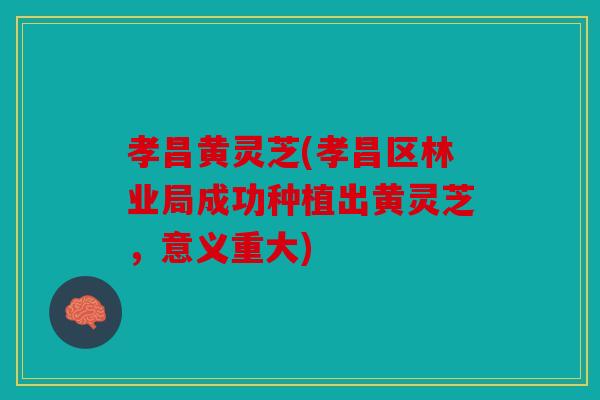 孝昌黄灵芝(孝昌区林业局成功种植出黄灵芝，意义重大)