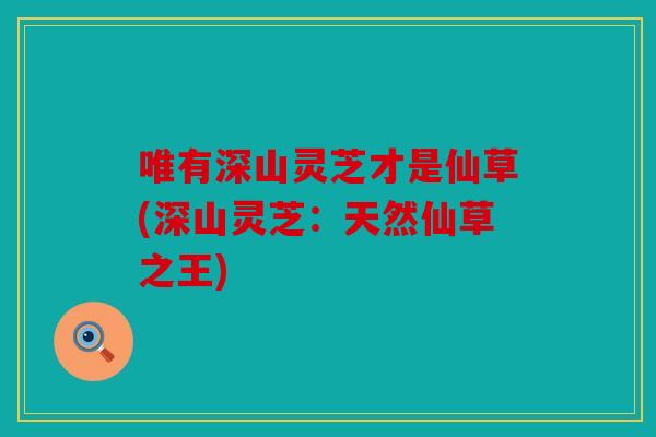 唯有深山灵芝才是仙草(深山灵芝：天然仙草之王)
