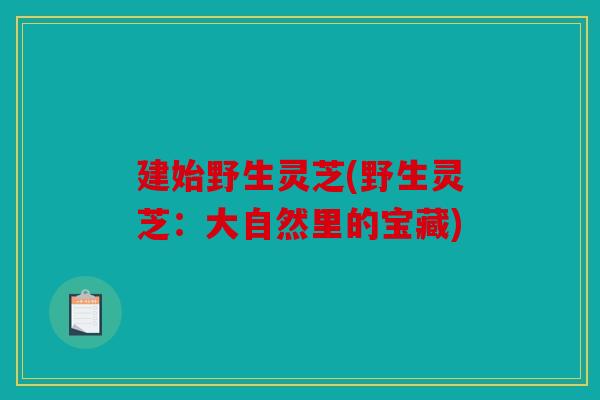 建始野生灵芝(野生灵芝：大自然里的宝藏)