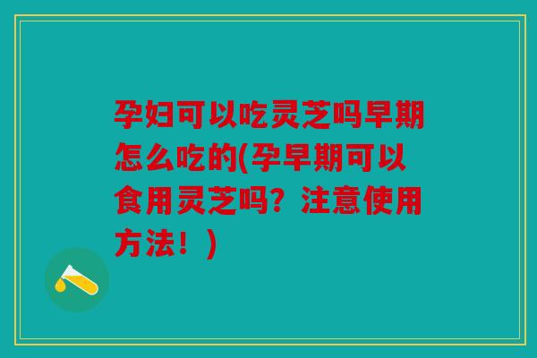 孕妇可以吃灵芝吗早期怎么吃的(孕早期可以食用灵芝吗？注意使用方法！)