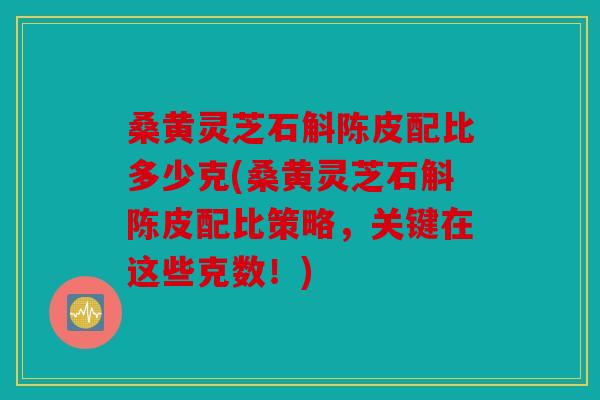 桑黄灵芝石斛陈皮配比多少克(桑黄灵芝石斛陈皮配比策略，关键在这些克数！)