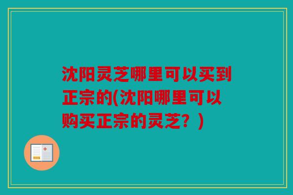 沈阳灵芝哪里可以买到正宗的(沈阳哪里可以购买正宗的灵芝？)