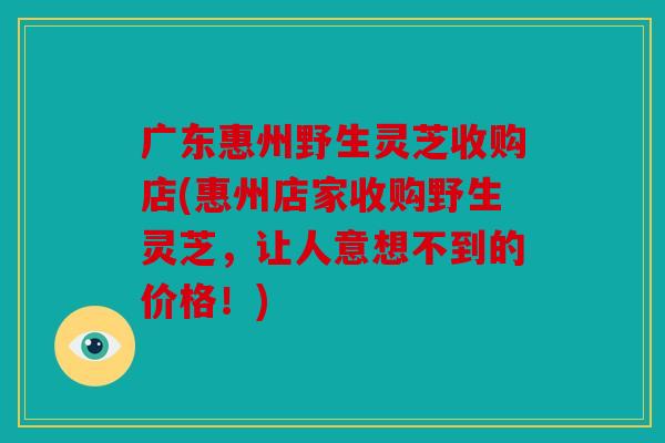 广东惠州野生灵芝收购店(惠州店家收购野生灵芝，让人意想不到的价格！)