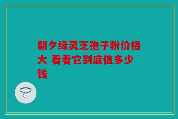 朝夕缘灵芝孢子粉价格大 看看它到底值多少钱