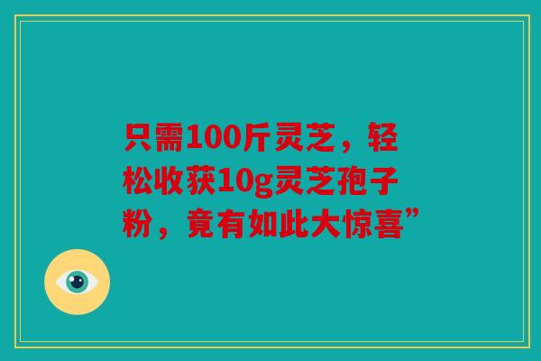 只需100斤灵芝，轻松收获10g灵芝孢子粉，竟有如此大惊喜”