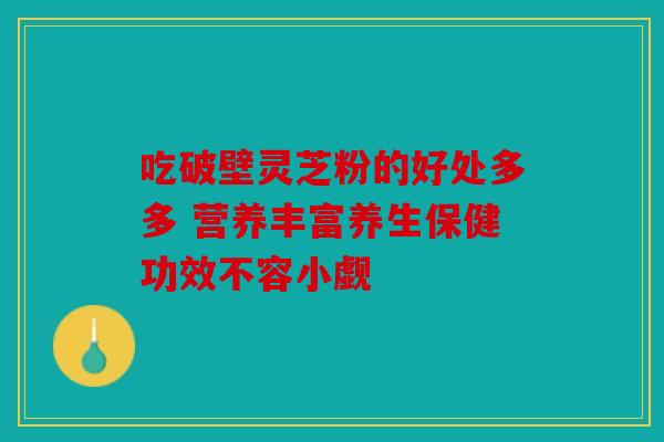吃破壁灵芝粉的好处多多 营养丰富养生保健功效不容小觑