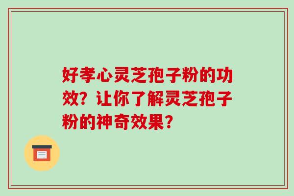 好孝心灵芝孢子粉的功效？让你了解灵芝孢子粉的神奇效果？